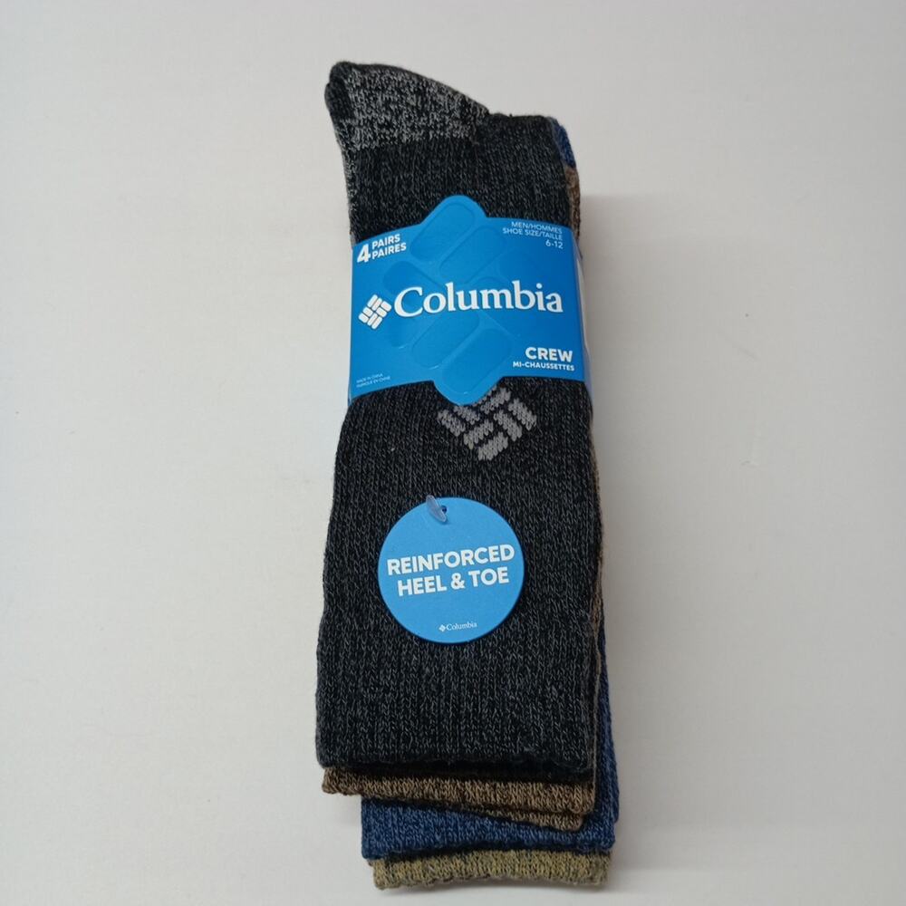 Columbia Men's Moisture Control Crew Assorted Size 6-12 Men's New 4 Pair